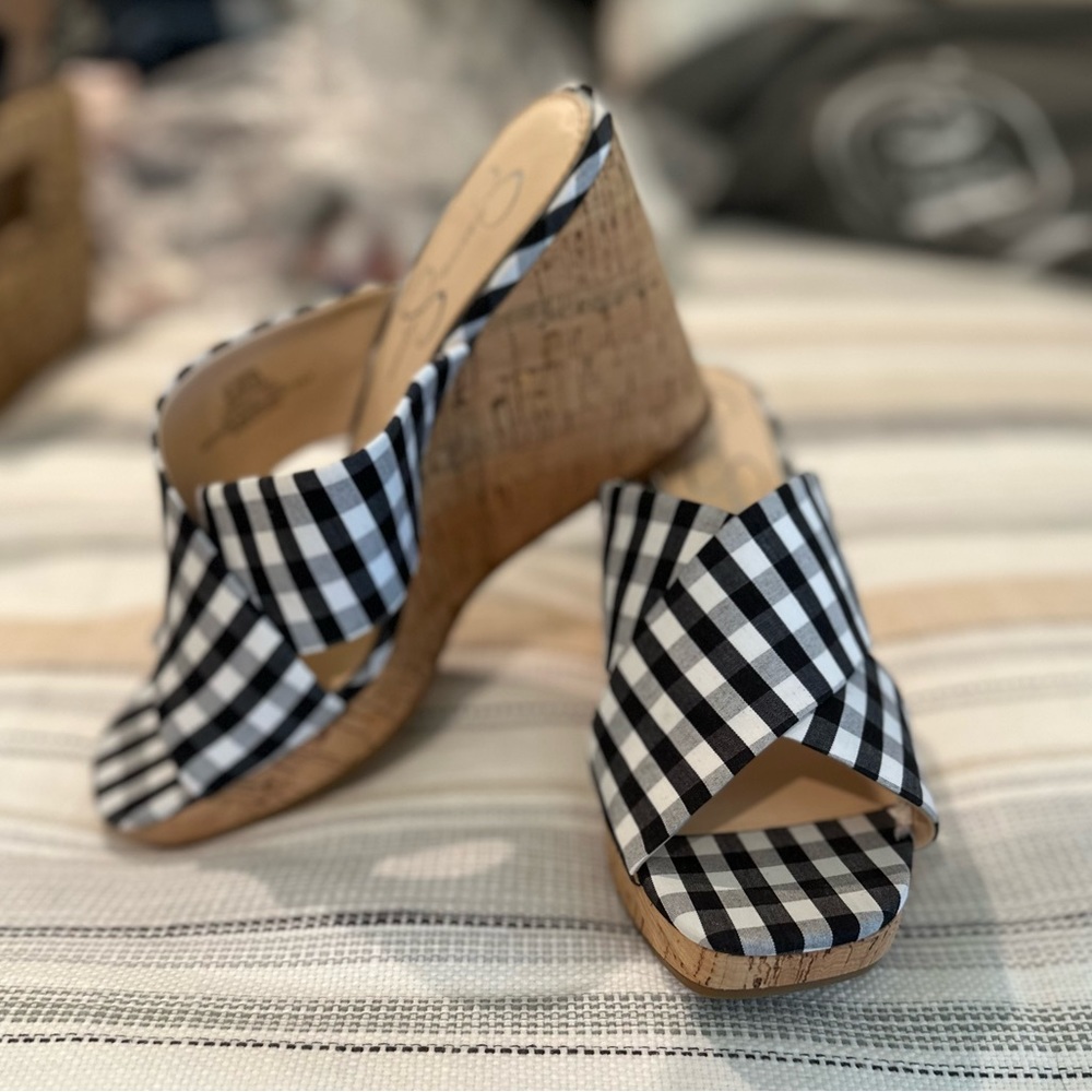 NIP Jessica Simpson gingham Wedges